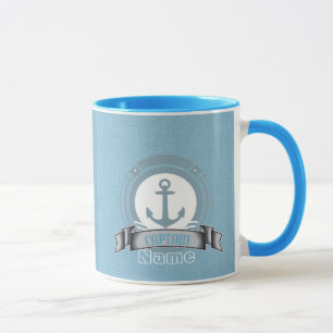 Mug CAPITAINE bateau personnalisé emblème nautique voi