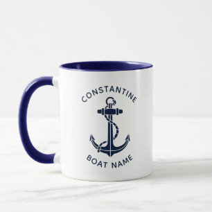 Mug Capitaine de bateau nautique personnalisé Ancre bl