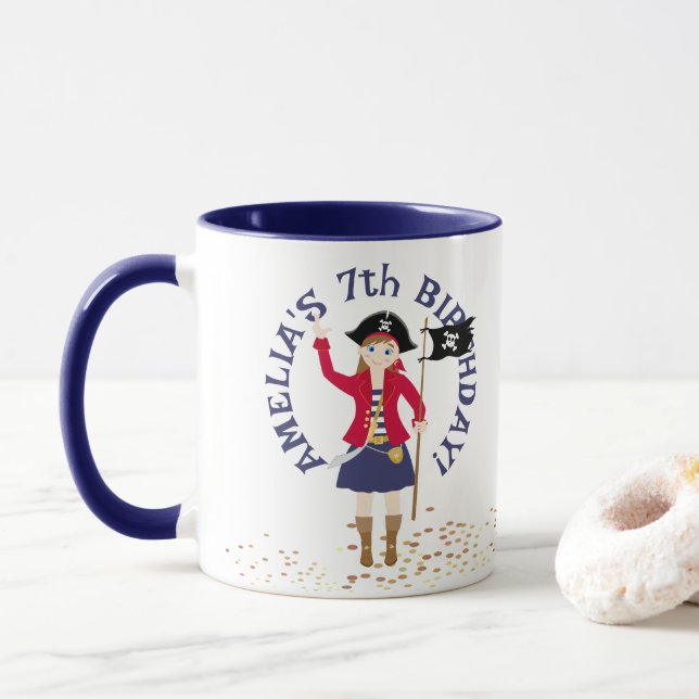 Mug Capitaine de la fête d'anniversaire du navire pira (Avec donut)