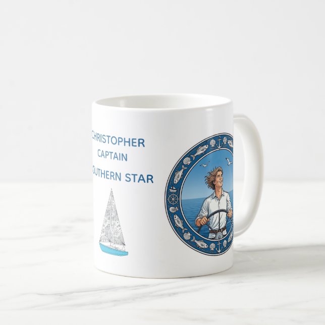 Mug Capitaine de voilier (Devant droit)