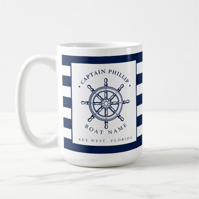 Mug Capitaine de voilier à thème nautique (Gauche)