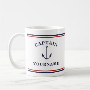 Mug Capitaine nautique Ancre votre nom dans la boue en