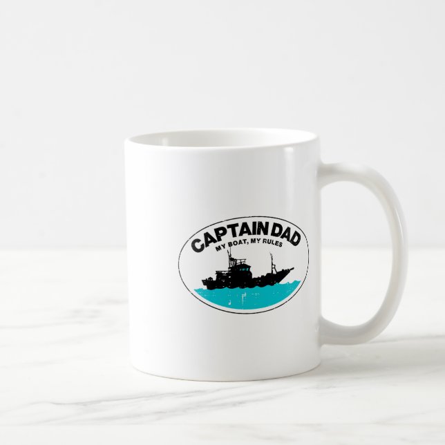 Mug Capitaine Papa Mon Bateau Réglemente Drôle Proprié (Droite)