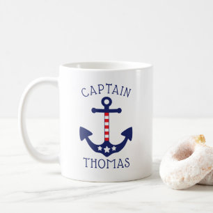 Mug Capitaine patriote Add Name d'Ancre nautique