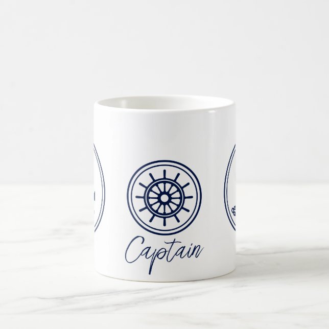 Mug Capitaine's Coffee Mug, Ancre bleue et roue du nav (Centre)