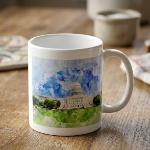 Mug Capitole des États-Unis à Washington DC Aquarelle