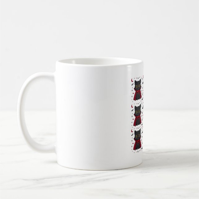 Mug Capote de vampire chat noir motif Halloween (Gauche)