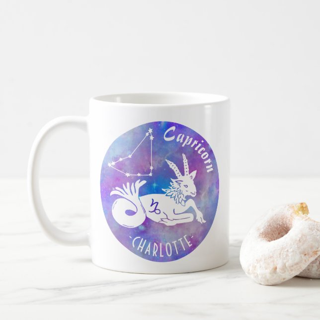Mug Capricorne Chèvre Constellation Étoiles Nom Annive (Avec donut)