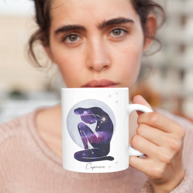 Mug Capricorne Feminine bleu violet Zodiac Design (Créateur téléchargé)