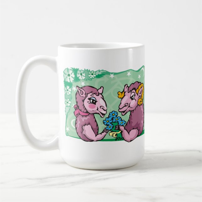 Mug Capricorne floral avec chèvre et fleurs violettes (Gauche)