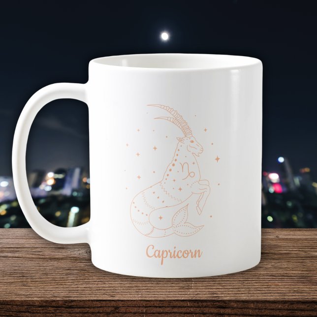 Mug Capricorne Ligne Artistique Blanc Pêche (Créateur téléchargé)
