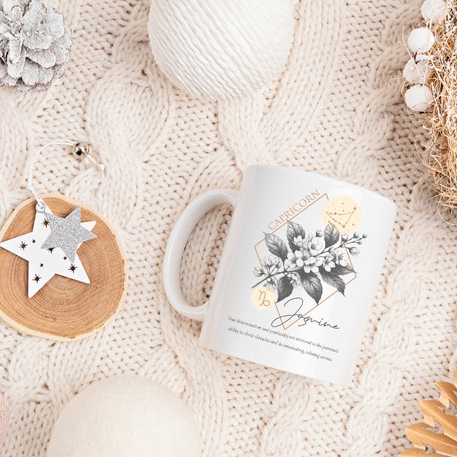 Mug Capricorne zodiac fleur de naissance mois annivers (Capricorn birthday mug )