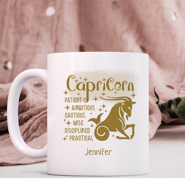 Mug Capricorne Zodiac Traits personnalisés Horoscope (Créateur téléchargé)