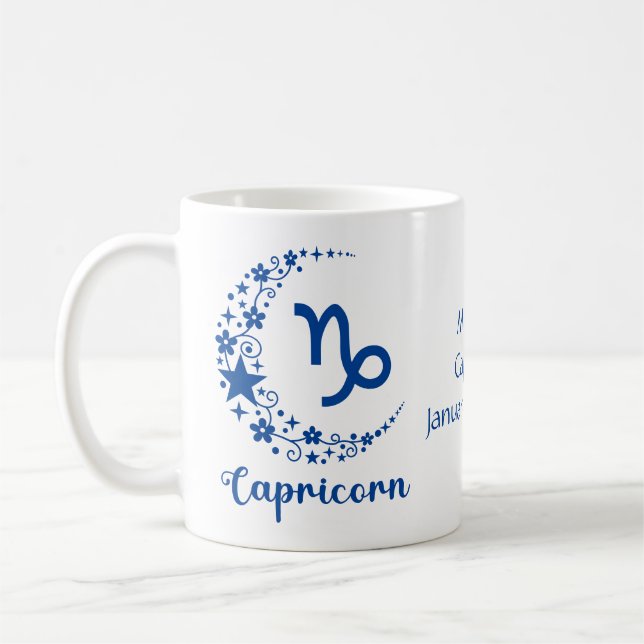 Mug Capricorne Zodiaque Astrologie Anniversaire Bleu B (Gauche)