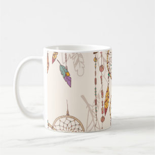 Mug Capteur de rêve bohème avec perles et plumes, se