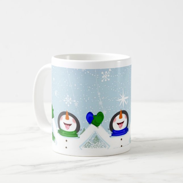 Mug Capture des flocons de neige sur la langue Snowman (Devant gauche)