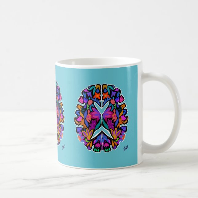 Mug Capuchon aqua conçu à motif cérébral (Droite)