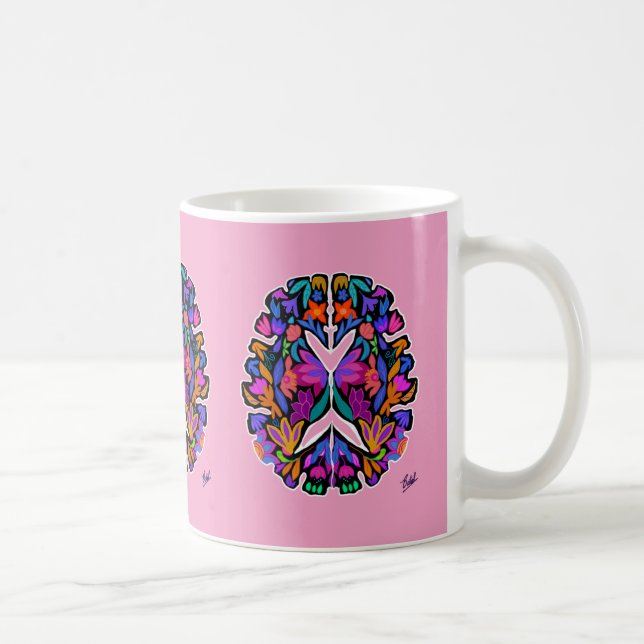 Mug Capuchon rose conçu pour le cerveau à motifs (Droite)