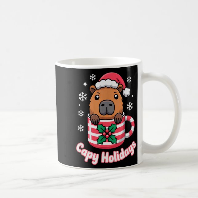 Mug Capy Vacances Chapeau de Noël Cute Capybara Santa (Droite)