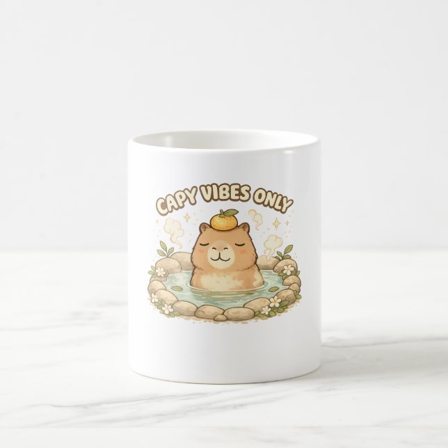Mug Capy Vibes Only Mignon Capybara Kawaii (Centre)