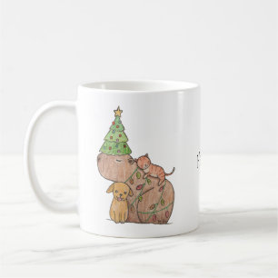 Mug Capybara avec chat et chien Offre-cadeau de vacanc