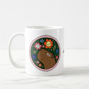 Mug Capybara avec fleurs mignon capybara art personnal
