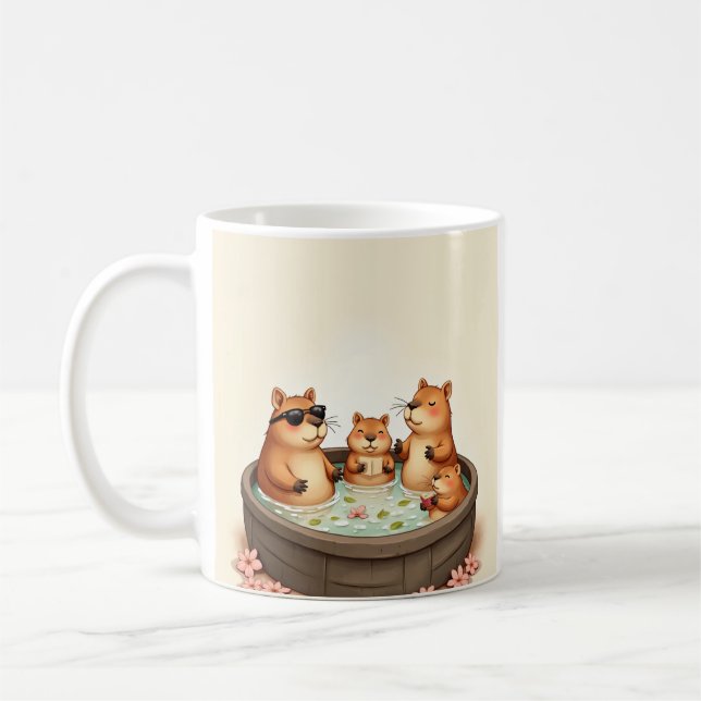 Mug Capybara Bain à Remous Détente Thé Fleur de Cerisi (Gauche)