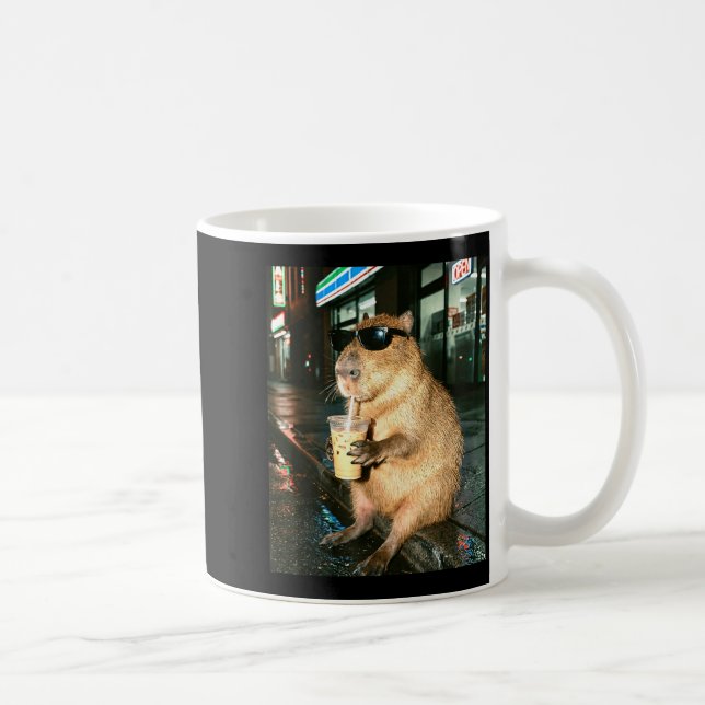 Mug Capybara buvant du café glacé, capybara photo mème (Droite)
