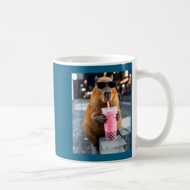 Mug Capybara buvant du thé glacé boba mème animal drôl (Droite)