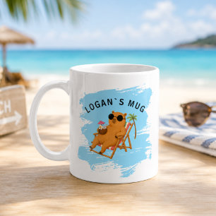 Mug Capybara de plage personnalisé d'été