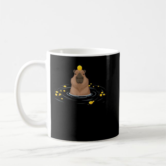 Mug Capybara drôle dans l'eau avec Mème de citrons (Gauche)