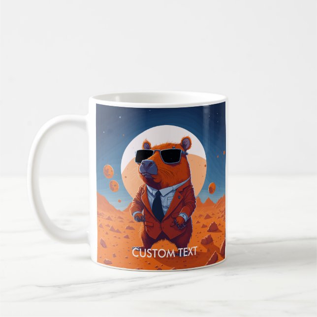 Mug Capybara Drôle Personnalisée Avec Costume Sur Mars (Gauche)