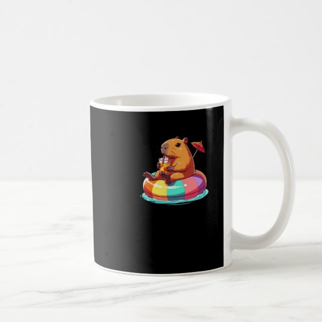 Mug Capybara En Vacances Flottant Avec Un Sticker À Qu (Droite)