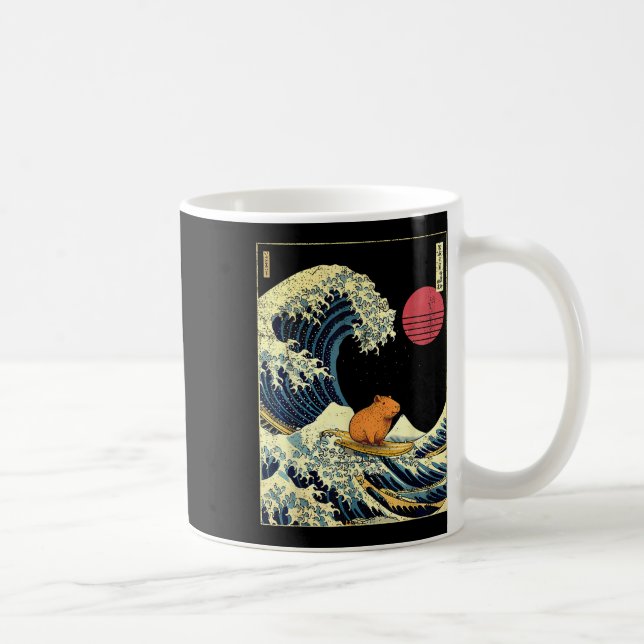 Mug Capybara Japanese Kanagawa Wave Funny Surf Animal  (Droite)