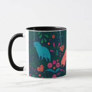 Mug Capybara joueur dans la forêt – Sans couture tropi