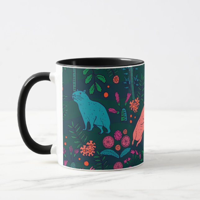 Mug Capybara joueur dans la forêt – Sans couture tropi (Gauche)