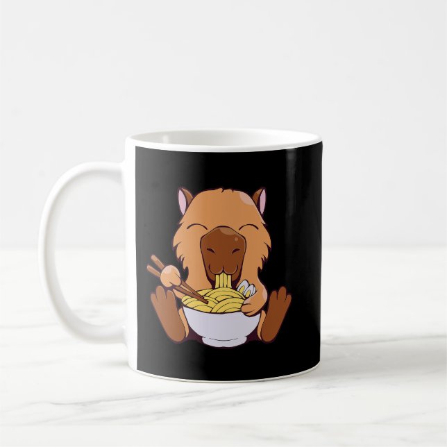 Mug Capybara Lover Japonais Capybara Manger Ramen Nood (Gauche)