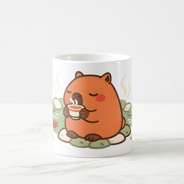 Mug Capybara Mignon à l'heure du thé dans l'Onsen  (Centre)