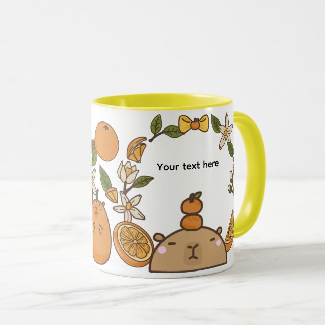 Mug Capybara mignon avec des oranges (Devant droit)