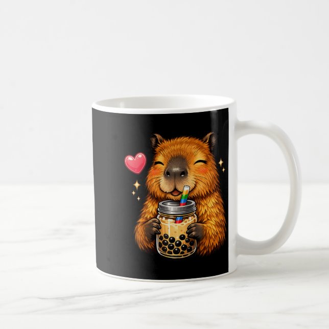 Mug Capybara Mignon Kawaii Anime Buvant du Bubble Tea (Droite)