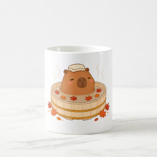 Mug Capybara Mignon Onsen Feuille d'Érable Automne