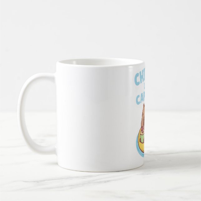 Mug Capybara Sur Un Flotteur De Piscine Se Chalissant  (Gauche)