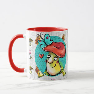 Mug Caractère caricature de champignon marron drôle