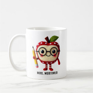 Mug Caractère de pomme rouge mignon avec un crayon Nom