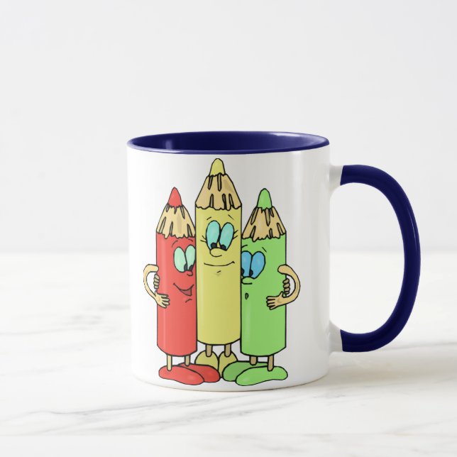 Mug Caractères de crayon adorables (Droite)