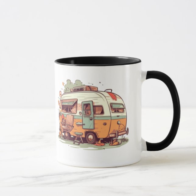 Mug caravane de campeurs heureux (Droite)