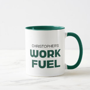 Mug CARBURANT DE TRAVAIL Vert Nom personnalisé