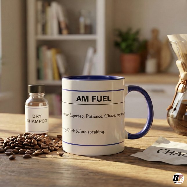Mug Carburant du matin Ingrédients drôles Sarcasme Mat (Créateur téléchargé)
