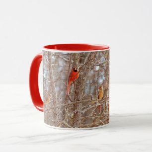 Mug Cardinal Bird Couples Automne Saison Quatre Oiseau