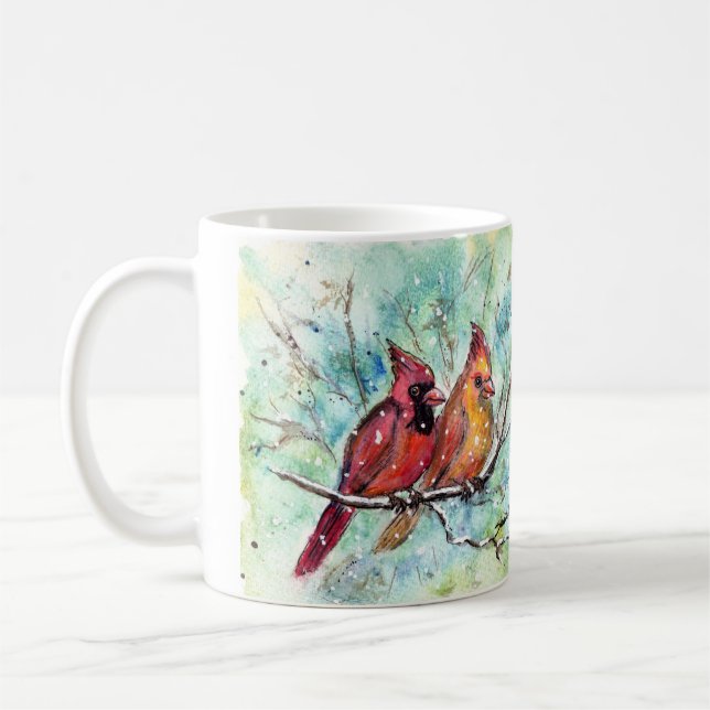 Mug Cardinal Bird Pair Art (Gauche)